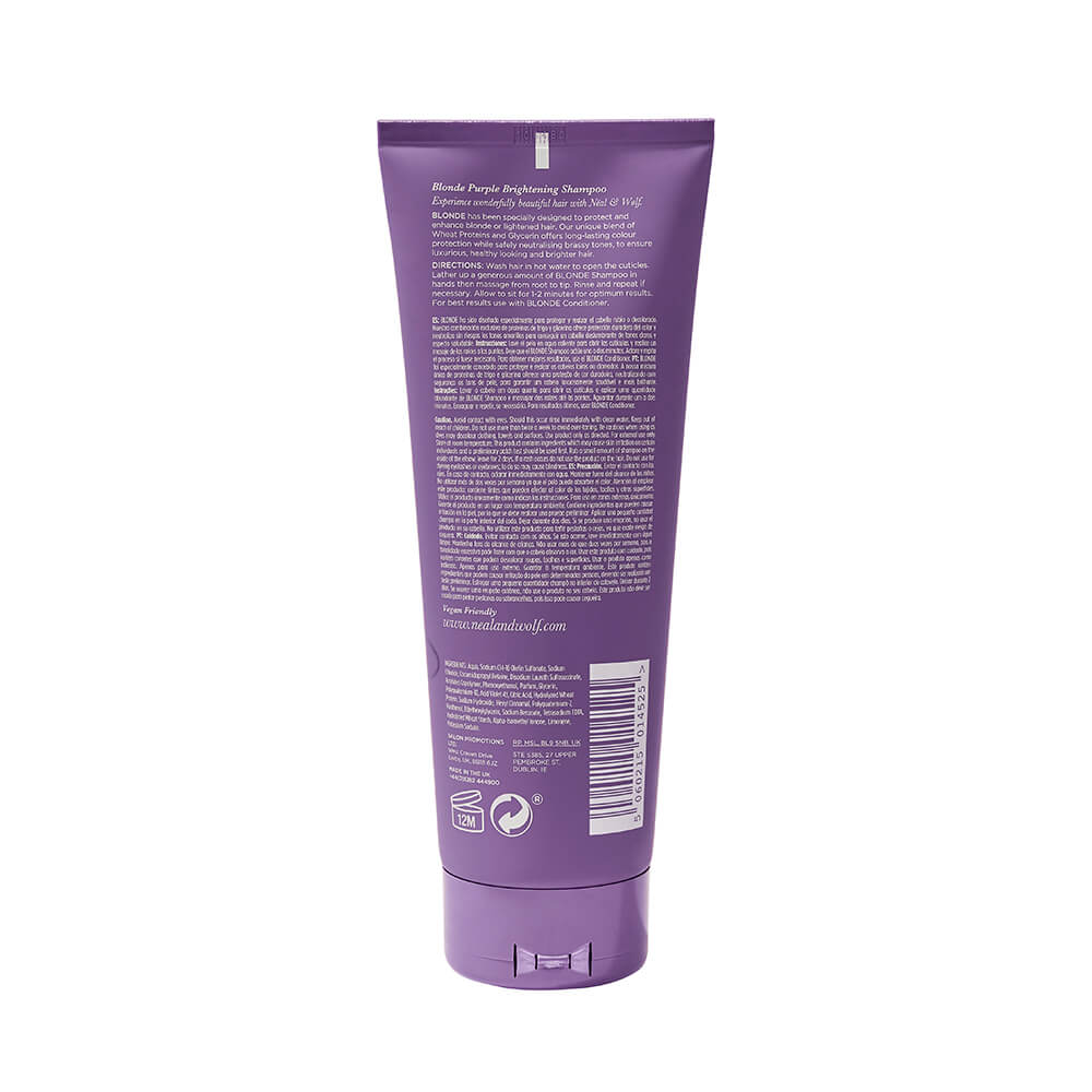Neal & Wolf Blonde Purple Brightening Shampoo 250 Ml – Für Blondes Haar, Neutralisiert Gelbstiche, Sulfatfrei