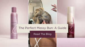 Messy bun hairstyle and Neal & Wolf styling products