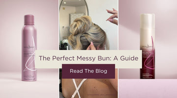 Messy bun hairstyle and Neal & Wolf styling products