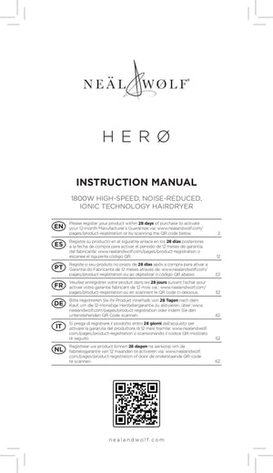 Instruction manual for Neal & Wolf Hero Hairdryer